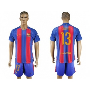 Barcelona #13 C.Bravo Home With Blue Shorts Soccer Club Jersey