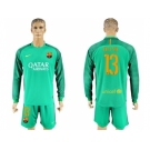 Barcelona #13 Cillesse Green Goalkeeper Long Sleeves Soccer Club Jersey