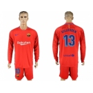 Barcelona #13 Cillessen Red Goalkeeper Long Sleeves Soccer Club Jersey