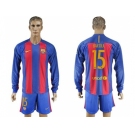 Barcelona #15 Bartra Home Long Sleeves Soccer Club Jerseys