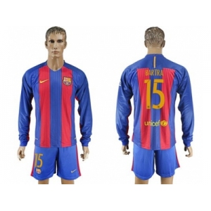Barcelona #15 Bartra Home Long Sleeves Soccer Club Jerseys