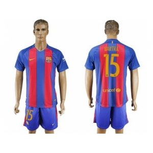 Barcelona #15 Bartra Home With Blue Shorts Soccer Club Jersey