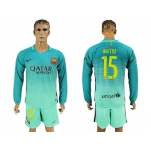 Barcelona #15 Bartra Sec Away Long Sleeves Soccer Club Jersey