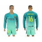 Barcelona #16 Montana Sec Away Long Sleeves Soccer Club Jersey