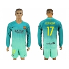 Barcelona #17 Elhadda Sec Away Long Sleeves Soccer Club Jersey