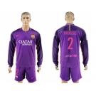 Barcelona #2 Douglas Away Long Sleeves Soccer Club Jersey