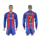 Barcelona #2 Douglas Home Long Sleeves Soccer Club Jersey