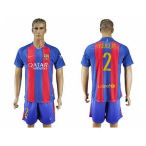 Barcelona #2 Douglas Home With Blue Shorts Soccer Club Jersey