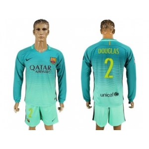 Barcelona #2 Douglas Sec Away Long Sleeves Soccer Club Jersey