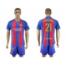 Barcelona #21 Adriano Home With Blue Shorts Soccer Club Jersey
