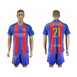 Barcelona #21 Adriano Home With Blue Shorts Soccer Club Jersey