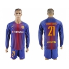 Barcelona #21 Andre Gomes Home Long Sleeves Soccer Club Jersey