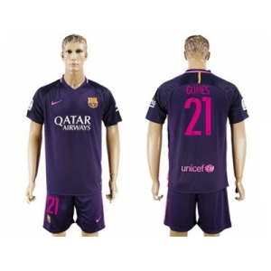 Barcelona #21 Gomes Away Soccer Club Jersey