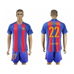 Barcelona #22 Aleix Vidal Home With Blue Shorts Soccer Club Jersey