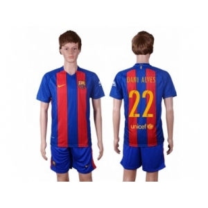 Barcelona #22 Dani Alves Home With Blue Shorts Soccer Club Jersey