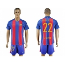 Barcelona #22 Dani Alves Home With Blue Shorts Soccer Club Jerseys