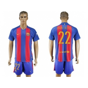 Barcelona #22 Dani Alves Home With Blue Shorts Soccer Club Jerseys
