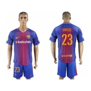Barcelona #23 Umtiti Home Soccer Club Jerse