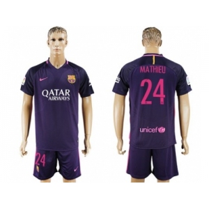 Barcelona #24 Mathieu Away Soccer Club Jerseys