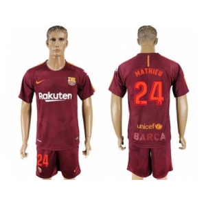 Barcelona #24 Mathieu Sec Away Soccer Club Jersey
