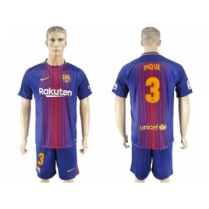 Barcelona #3 Pique Home Soccer Club Jersey