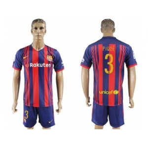 Barcelona #3 Pique Home Soccer Club Jerseys.
