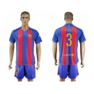 Barcelona #3 Pique Home With Blue Shorts Soccer Club Jerseys
