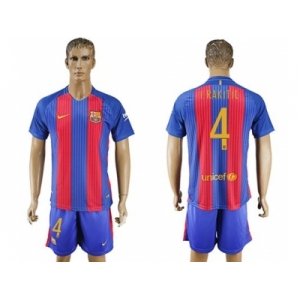 Barcelona #4 I.Rakitic Home With Blue Shorts Soccer Club Jerseys