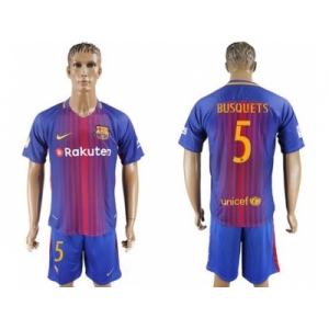 Barcelona #5 Busquets Home Soccer Club Jersey