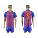 Barcelona #5 Sergio Home With Blue Shorts Soccer Club Jersey