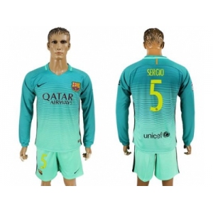 Barcelona #5 Sergio Sec Away Long Sleeves Soccer Club Jersey