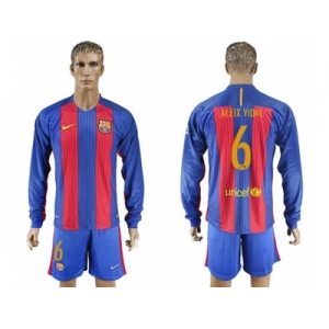 Barcelona #6 Aleix Vidal Home Long Sleeves Soccer Club Jerseys