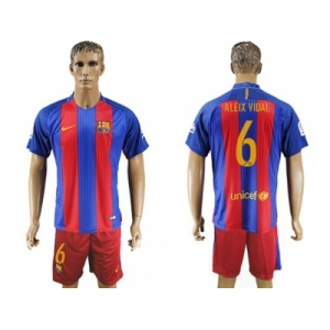 Barcelona #6 Aleix Vidal Home Soccer Club Jerseys