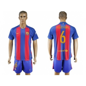 Barcelona #6 Aleix Vidal Home With Blue Shorts Soccer Club Jersey