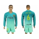 Barcelona #6 Aleix Vidal Sec Away Long Sleeves Soccer Club Jersey