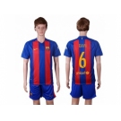 Barcelona #6 Xavi Home With Blue Shorts Soccer Club Jersey