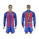 Barcelona #7 Arda Home Long Sleeves Soccer Club Jerseys