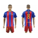 Barcelona #8 A.Iniesta Home Soccer Club Jersey