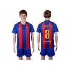Barcelona #8 A.Iniesta Home With Blue Shorts Soccer Club Jersey