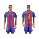 Barcelona #8 A.Iniesta Home With Blue Shorts Soccer Club Jerseys