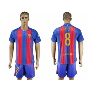 Barcelona #8 A.Iniesta Home With Blue Shorts Soccer Club Jerseys