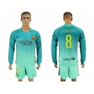 Barcelona #8 A.Iniesta Sec Away Long Sleeves Soccer Club Jersey