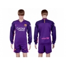 Barcelona Blank Away Long Sleeves Soccer Club Jersey