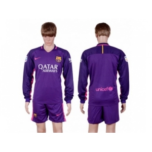 Barcelona Blank Away Long Sleeves Soccer Club Jersey