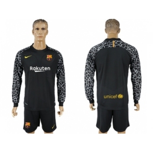 Barcelona Blank Black Goalkeeper Long Sleeves Soccer Club Jersey