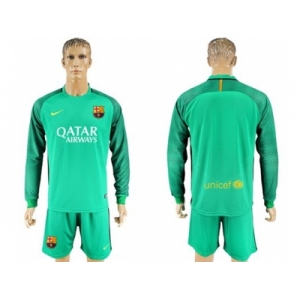 Barcelona Blank Green Goalkeeper Long Sleeves Soccer Club Jersey