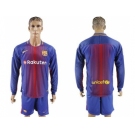 Barcelona Blank Home Long Sleeves Soccer Club Jersey