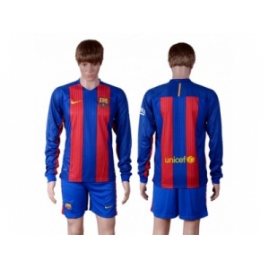 Barcelona Blank Home Long Sleeves Soccer Club Jerseys