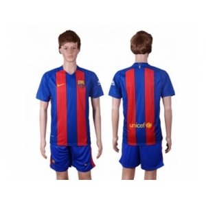 Barcelona Blank Home With Blue Shorts Soccer Club Jersey
