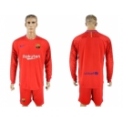 Barcelona Blank Red Goalkeeper Long Sleeves Soccer Club Jersey